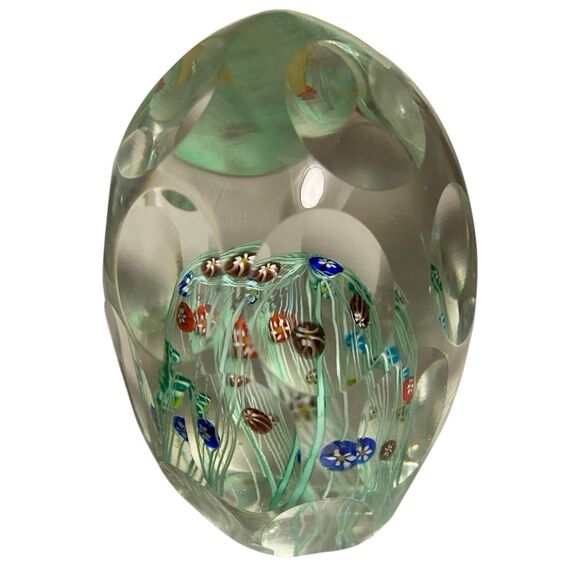 Fratelli Toso Large Faceted Millefiori Murano Paperweight - Picture 3 of 3